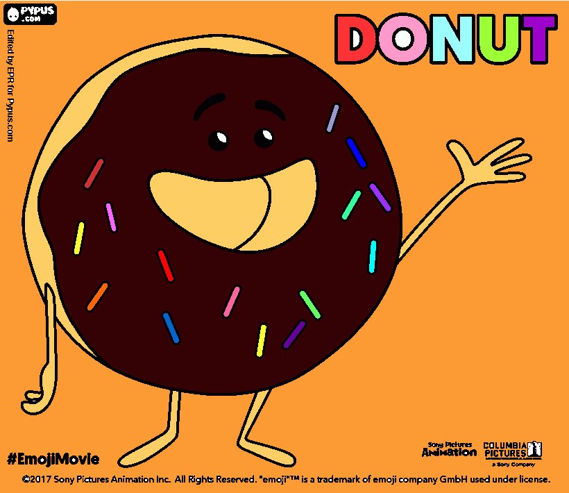 Dibujo dona emoji para colorear