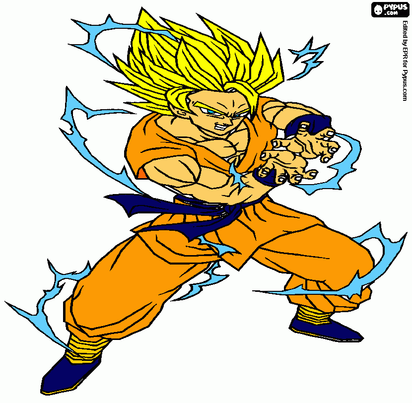 dibujo Goku SSJ para colorear, dibujo Goku SSJ para imprimir