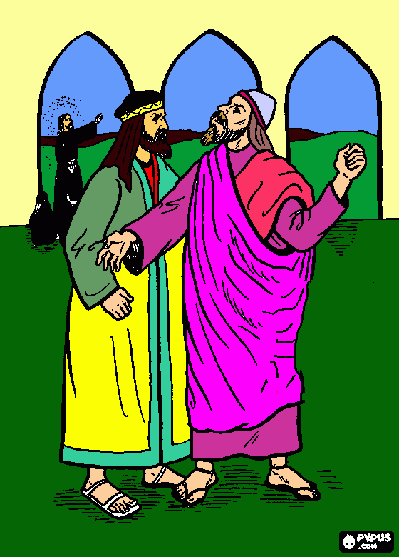 dibujo Jesus i os jueces para colorear