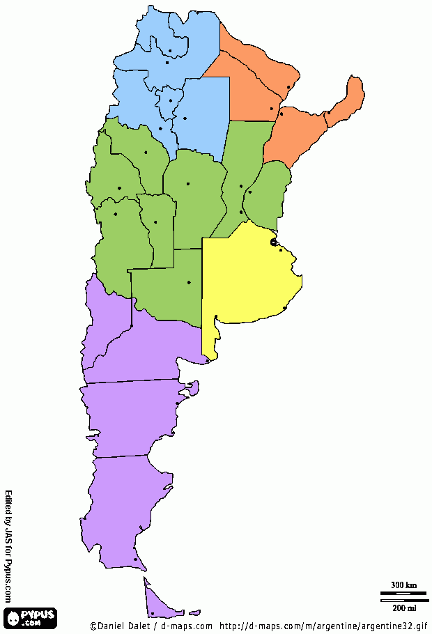 dibujo mapa argentina para colorear