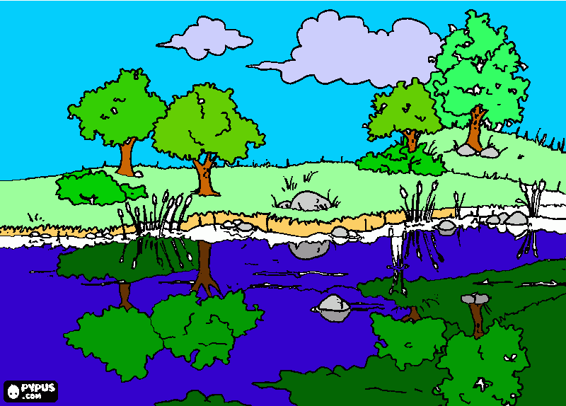 dibujo paisaje agua para colorear