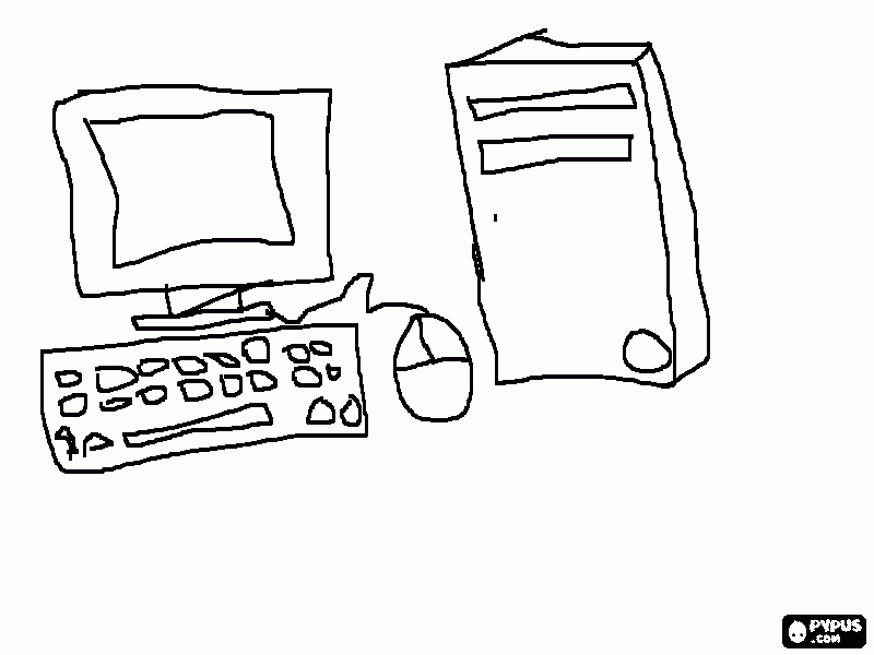 dibujo partes de un computador  para colorear