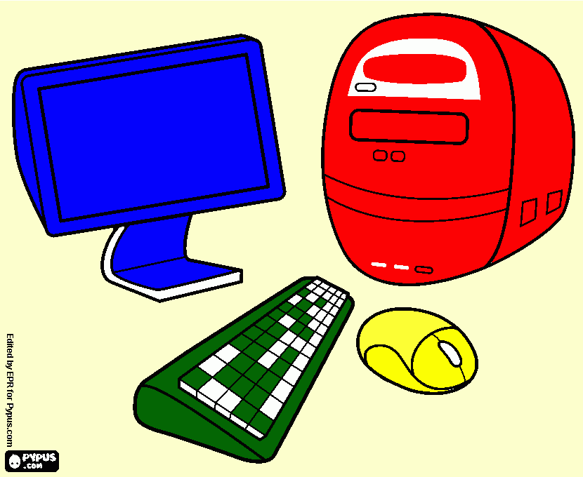 Dibujo partes de una computadora para colorear