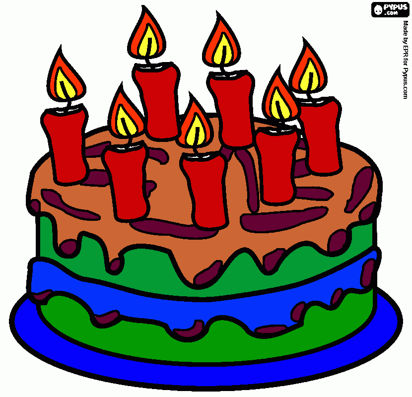 dibujo pastel cumpleaños para colorear