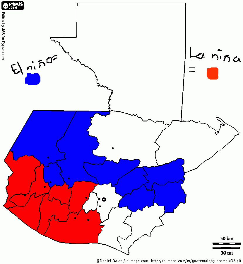 dibujo tarea de naturales en Guatemala para colorear