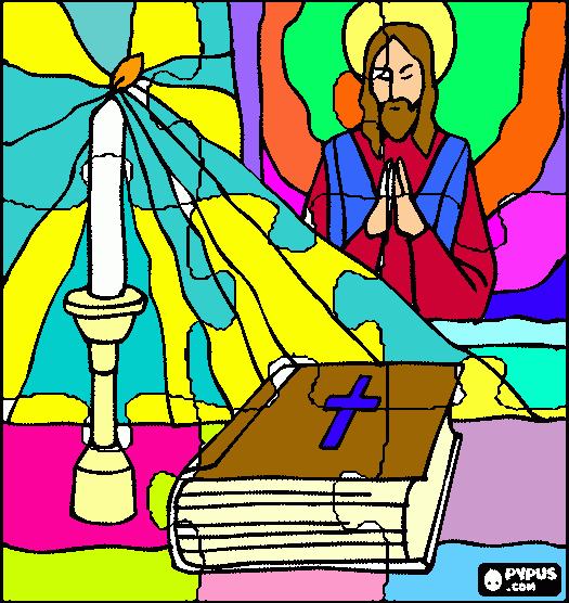dibujo terminado de Jesus para colorear