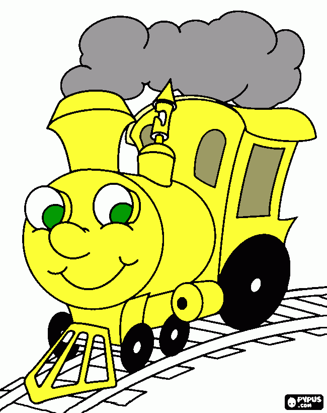 dibujo tren  AMARILLITO  para colorear