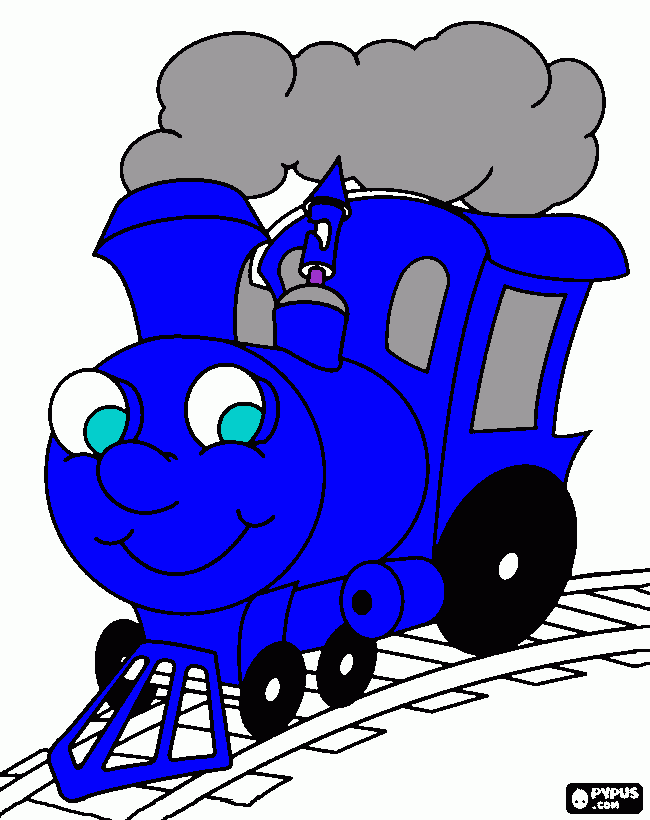 dibujo tren azul para colorear