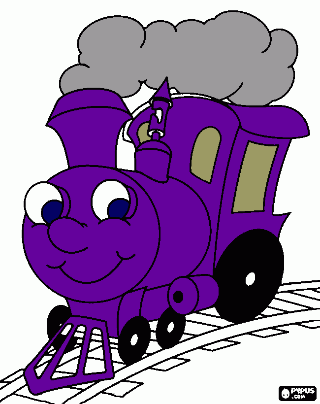 dibujo tren  MORADO  FUERTE para colorear