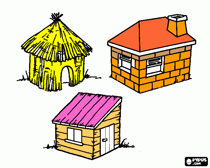 Dibujo Tres Chanchitos 1 Clase 05 Jun PK2 para colorear