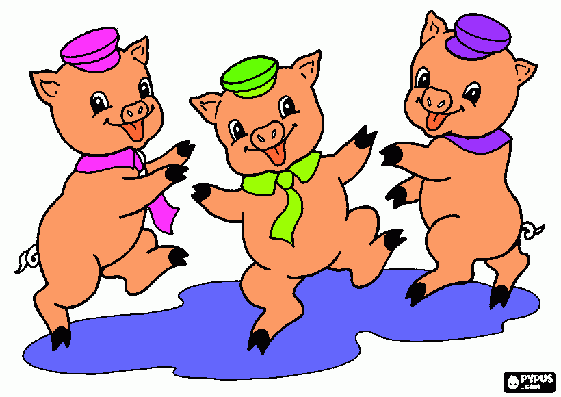 Dibujo Tres Chanchitos 3 Clase 05 Jun PK2 para colorear