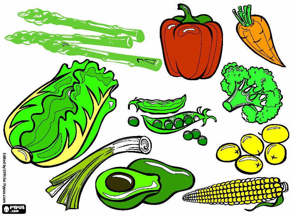 Dibujo Verduras 02 Clase 01 Jun PK2 para colorear