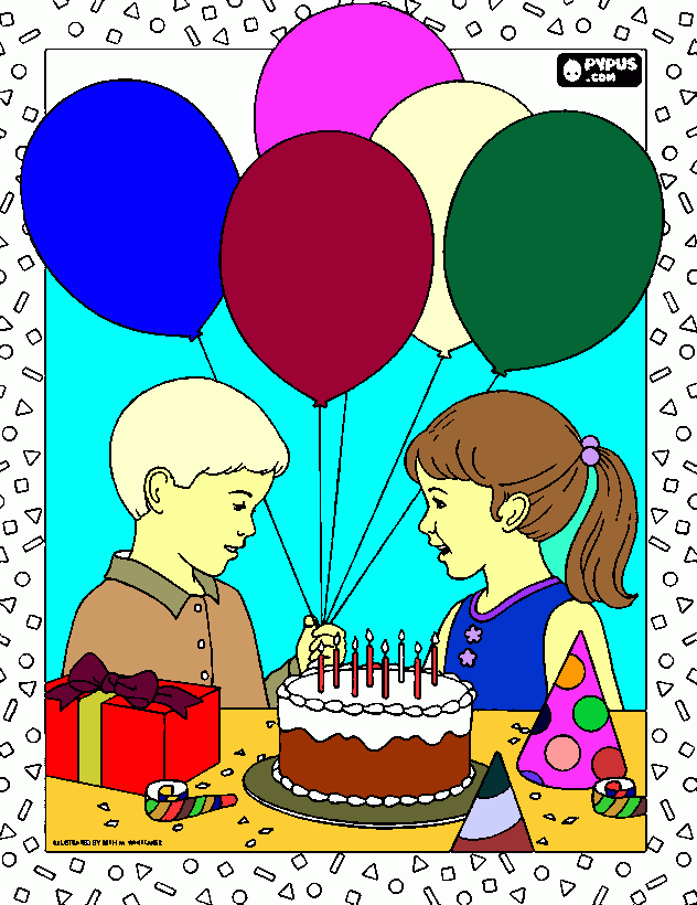 DIBUJOS DE NIÑOS EN LA FIESTA para colorear