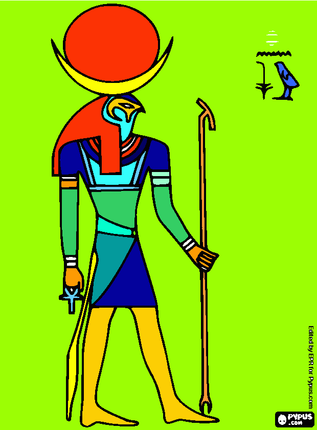 Dios del sol Ra. Antiguo Egipto para colorear