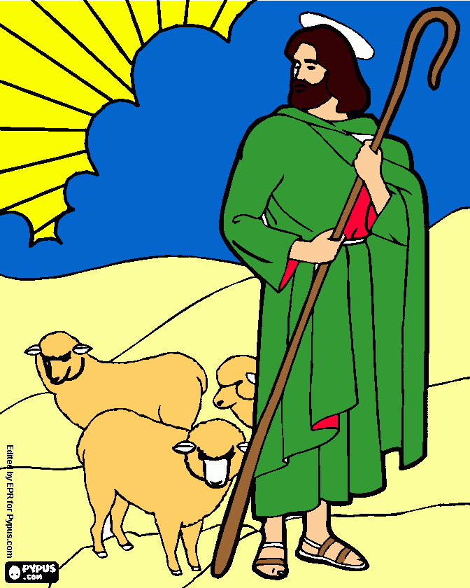 DIOS Y SUS OVEJAS para colorear