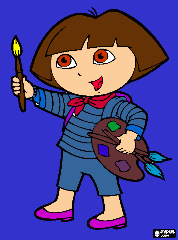 dora la exploradora pintando en francia para colorear