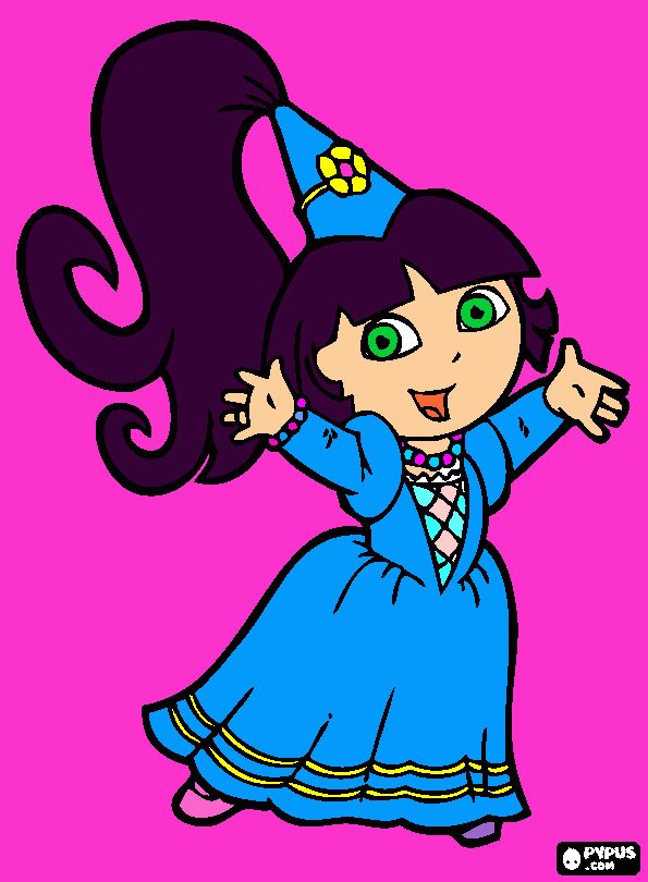 DORA LA EXPLORADORA VESTIDA DE PRINCESA para colorear