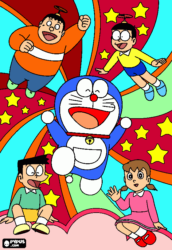 doraemon e friends para colorear