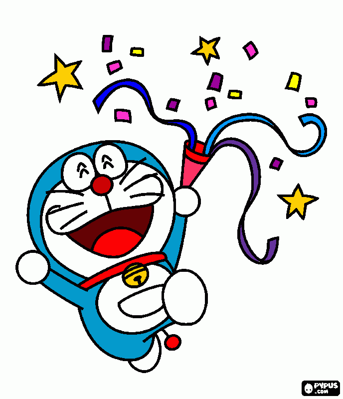 doraemon feliz cumple  para colorear