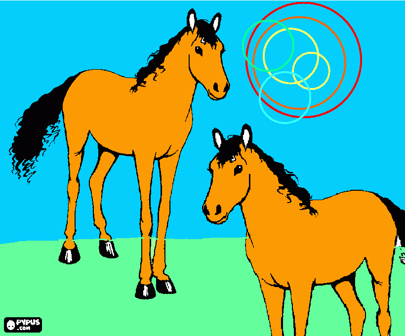 dos caballos para colorear