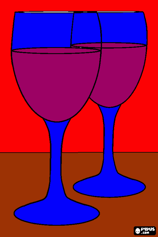 Dos copas de vino... para colorear