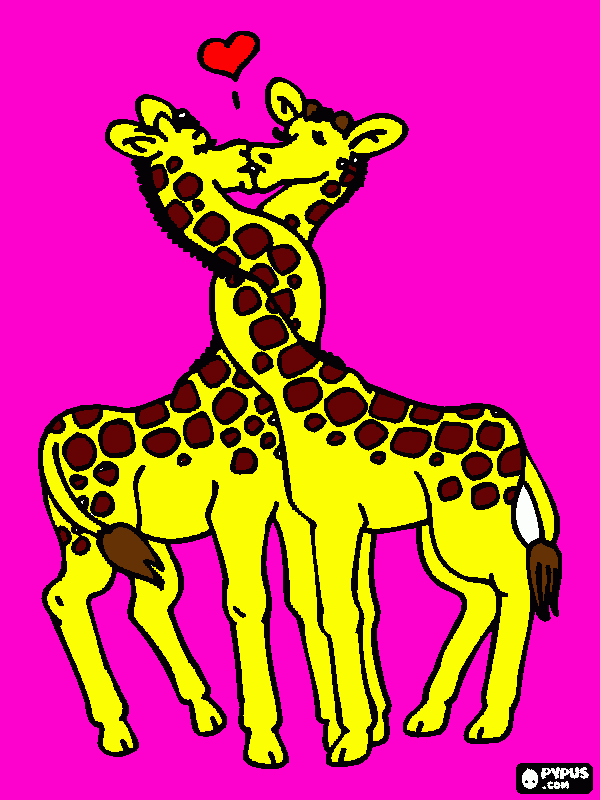 dos jirafas enamorados para colorear