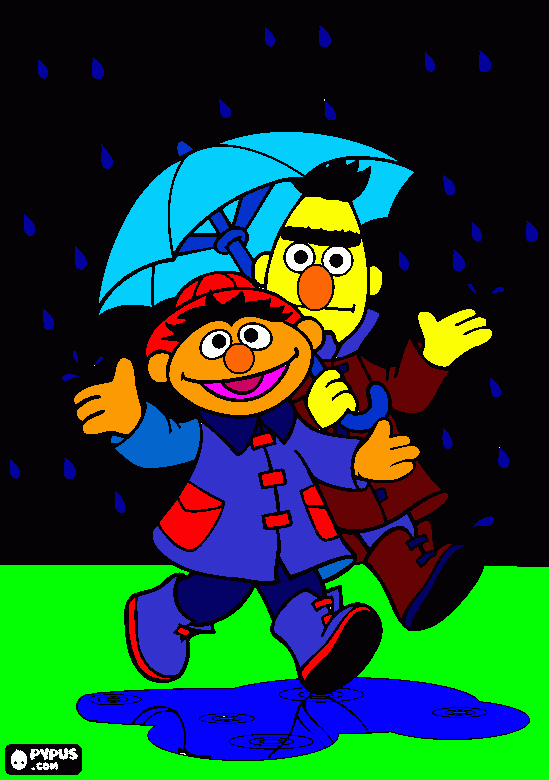 dos monos en la lluvia para colorear