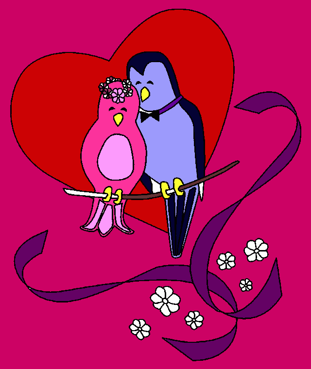 dos pajaros enamorados dentro de un corazon para colorear