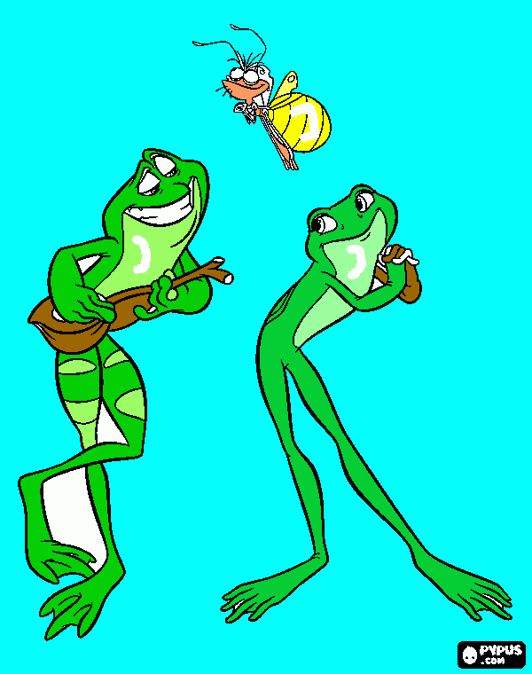 dos ranas una es mujer y otro es hombre y un pequeñin para colorear