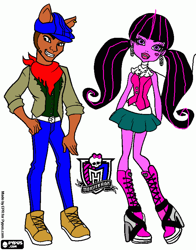 draculaura y clow para colorear