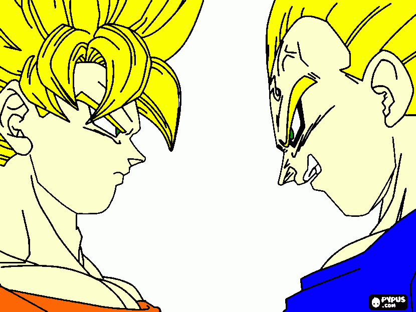 dragon ball z goku vs vegeta para colorear