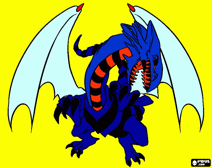 dragon blanco de ojos azules para colorear