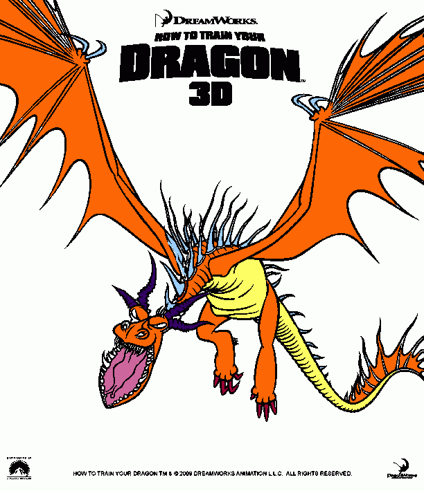 Dragon de lengua gigante y cuernos grandes en la cabeza para colorear