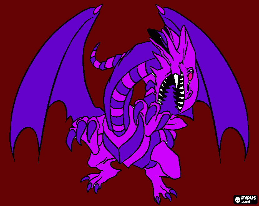 dragon morado de ojos rosas para colorear