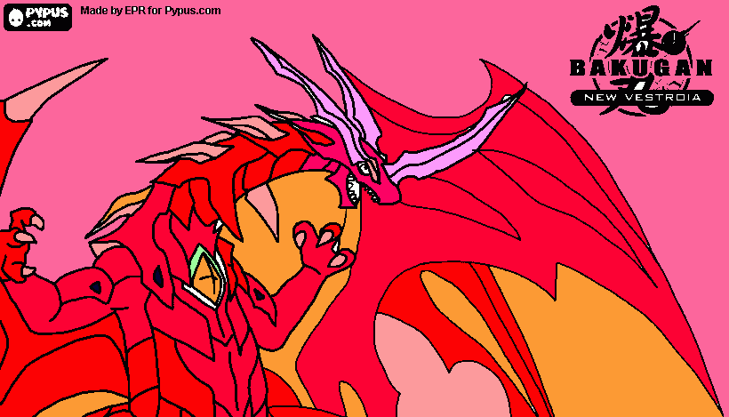 dragon, rojo para colorear