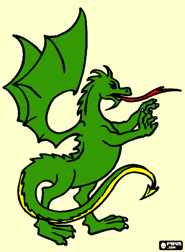 dragon verde para colorear