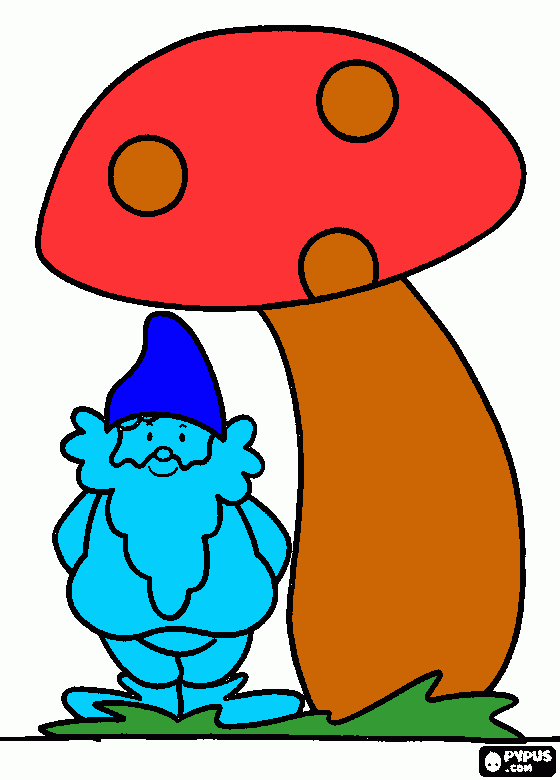 duende bajo seta para colorear