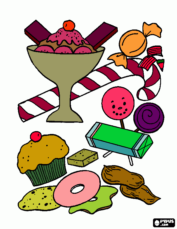 Dulces de Navidad para colorear