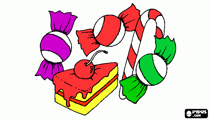 dulces y cupcakes para colorear