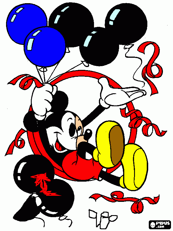 el 90 aniversario de mickey  para colorear