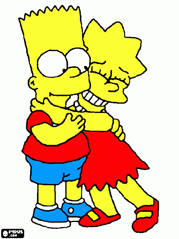 el amor de bart y lisa para colorear