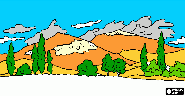 el atardecer en una bella vista para colorear