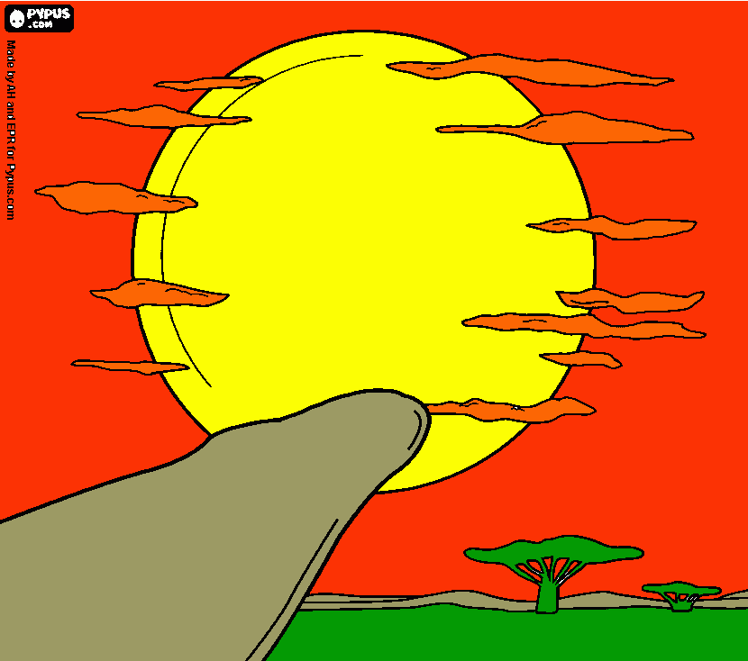 el atardecer para colorear
