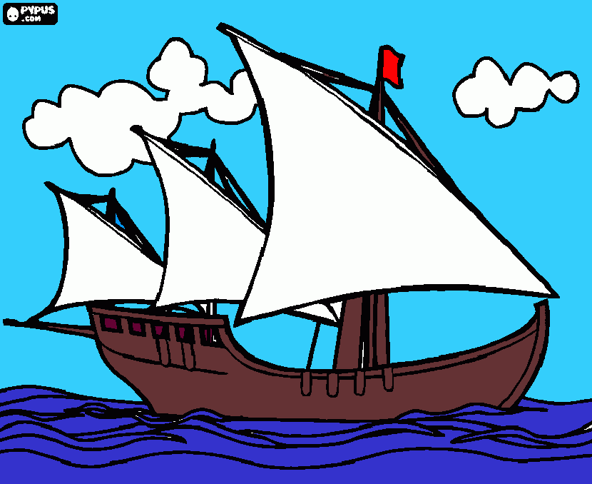el barco donde ivan los españoles para colorear
