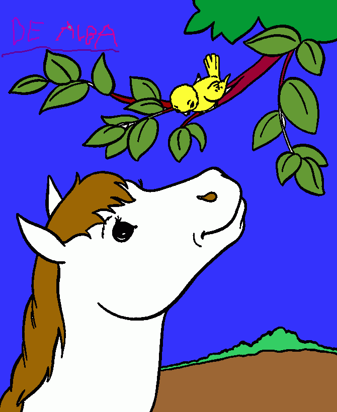 El caballo y el canario. para colorear