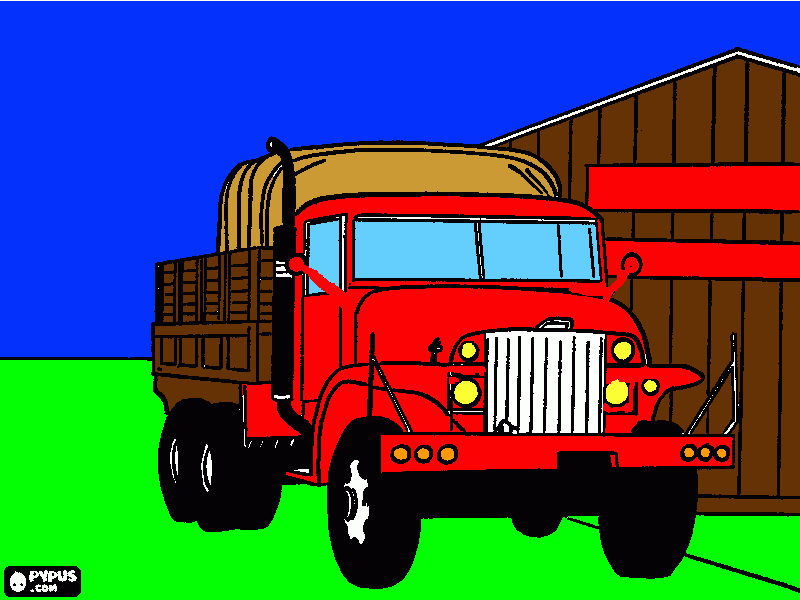 EL camion rojo para colorear