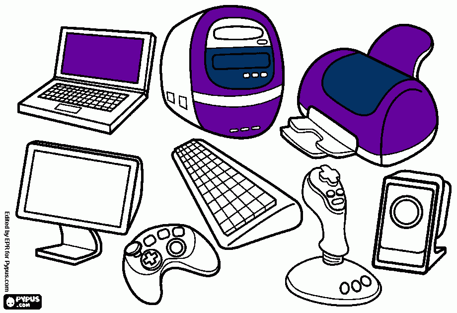 El computador y sus partes para colorear