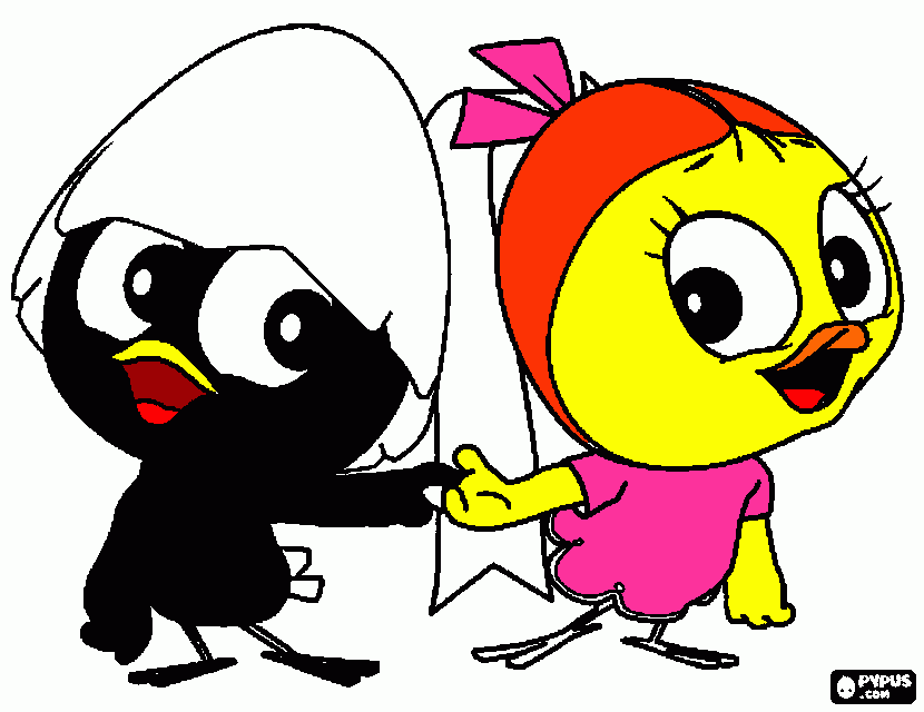 el es calimero y su amiga priscilla para colorear