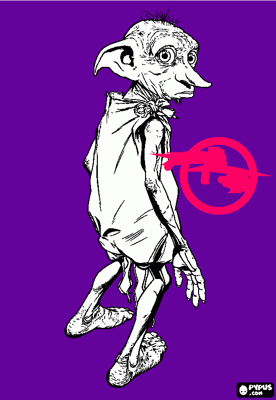 El fantastico elfo ayudante Dobby para colorear