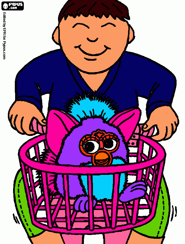 el furby con un boy para colorear